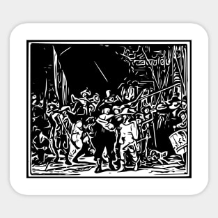 Rembrandt | The Night Watch | Line art Sticker